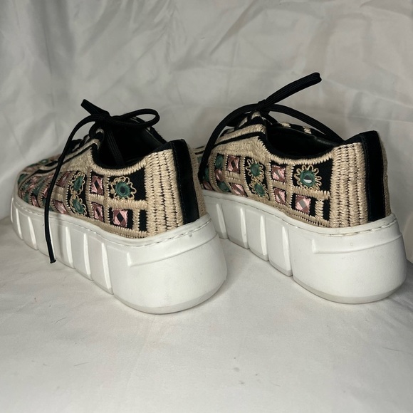 Free People Vionic Catch Me If You Can Embroidered Black and Tan Sneakers - Picture 5 of 10